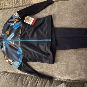 Reebok Navy and Blue Tracksuit with Orange Accents